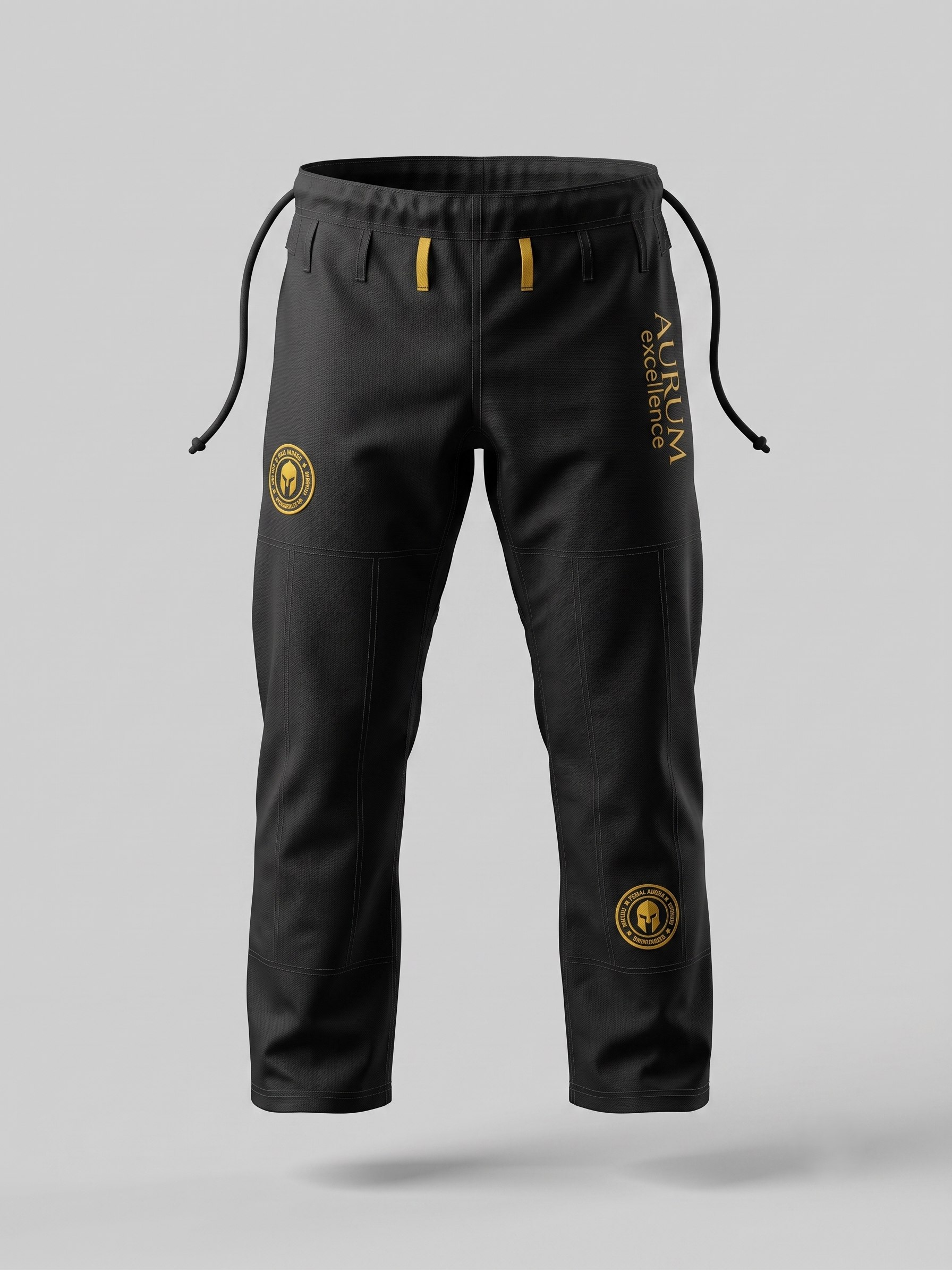 Kimono AURUM Excellence preto — calça com brasões AURUM